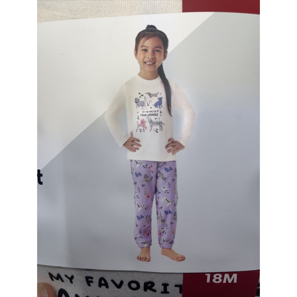 NWT Girl Members Mark 2 Piece Fleece Pajama‎ Set Paw Jamas 18M